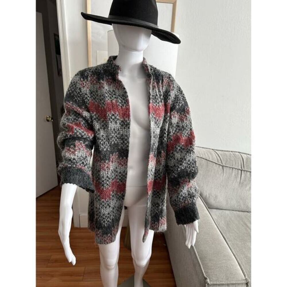 Vintage Gray Mohair Southwestern Aztec Sweater Size L